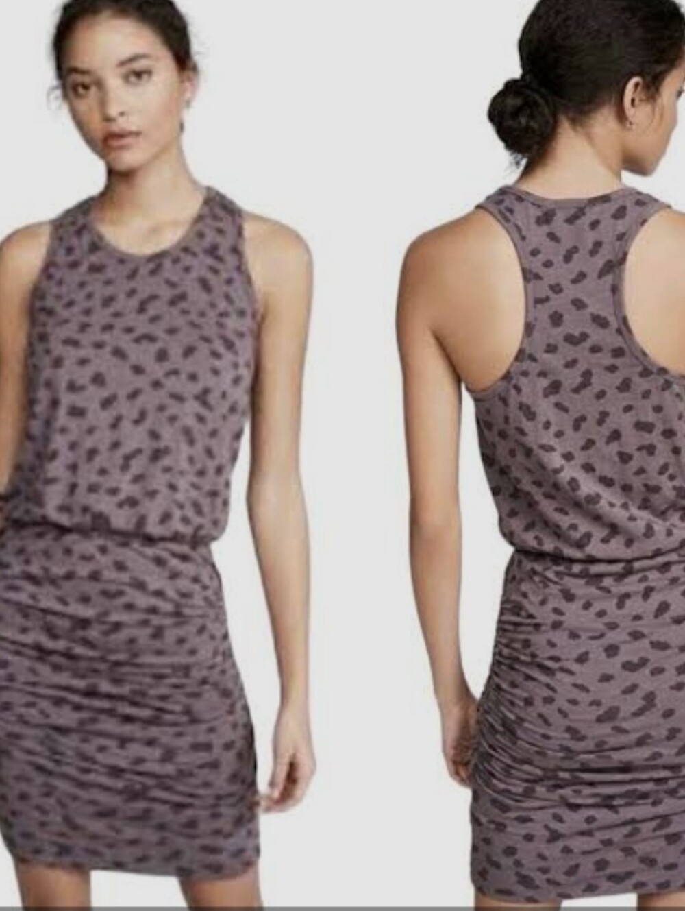 Sundry Leopard Ruched Tank Dress Size 1 / Small Racerback - Picture 1 of 6